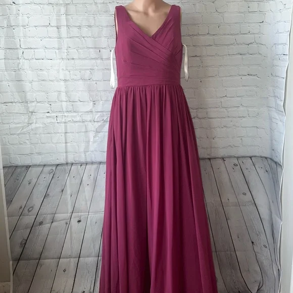 azazie Dark Purple / Pink long polyester formal dress size L - Picture 1 of 15